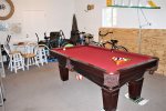 Pool table in the garage game room